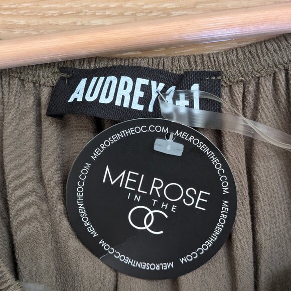 Olive Green Ruffled Off-Shoulder Jumpsuit Size Large Women - Picture 3 of 7